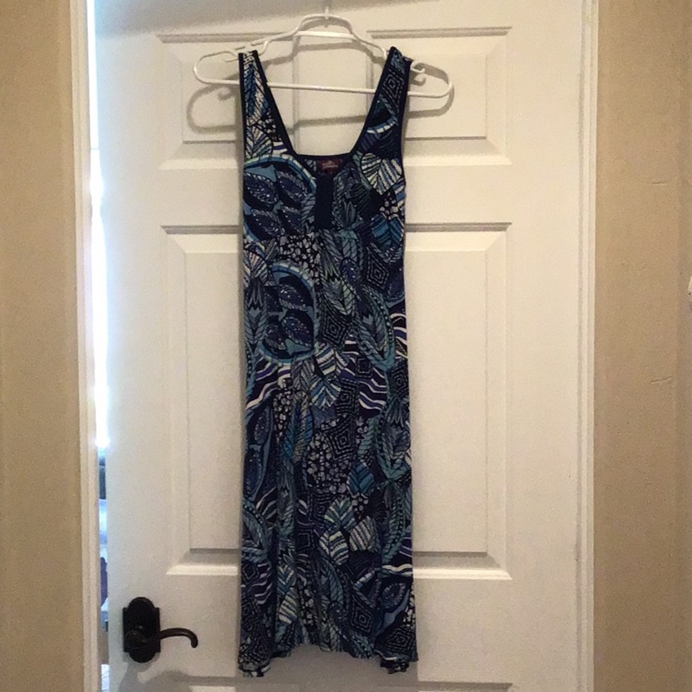 Blue print rayon and Lycra dress